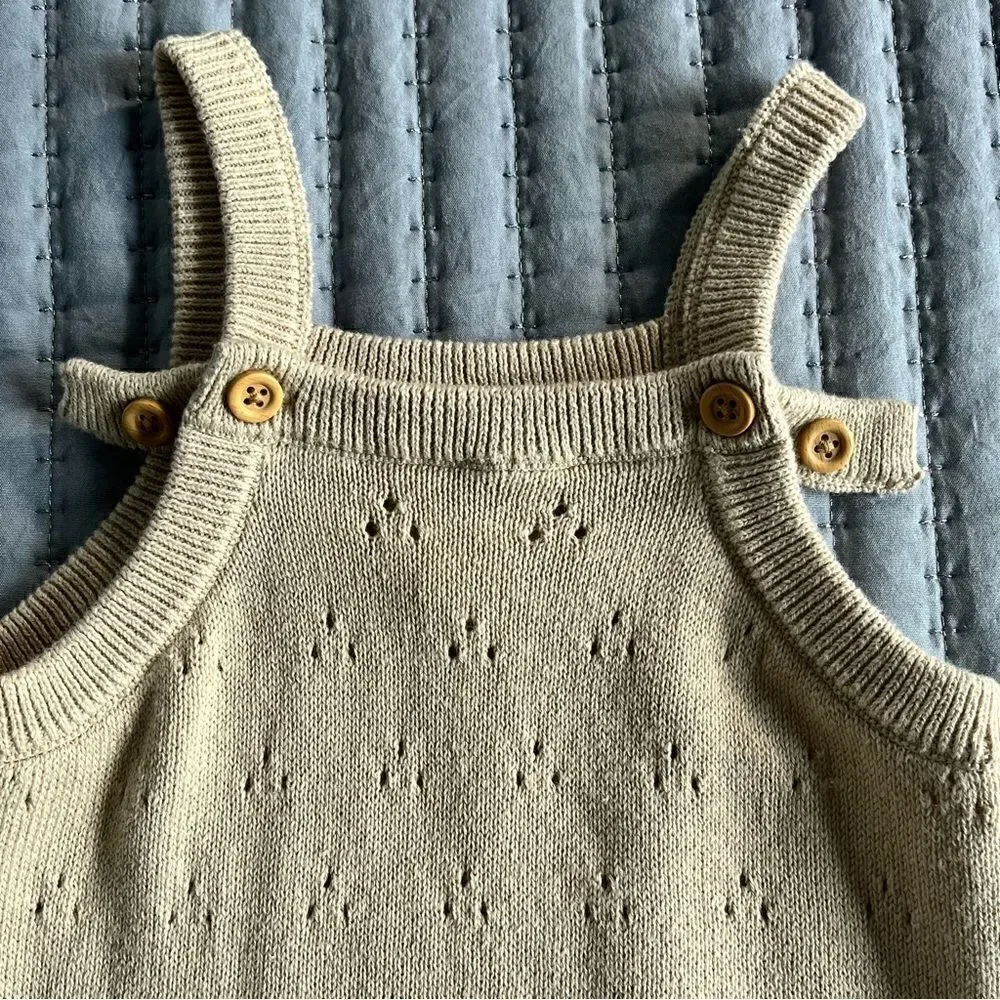 Carter's Organic Little Planet Baby Pointelle Cream Color Bubble Romper Size 18m